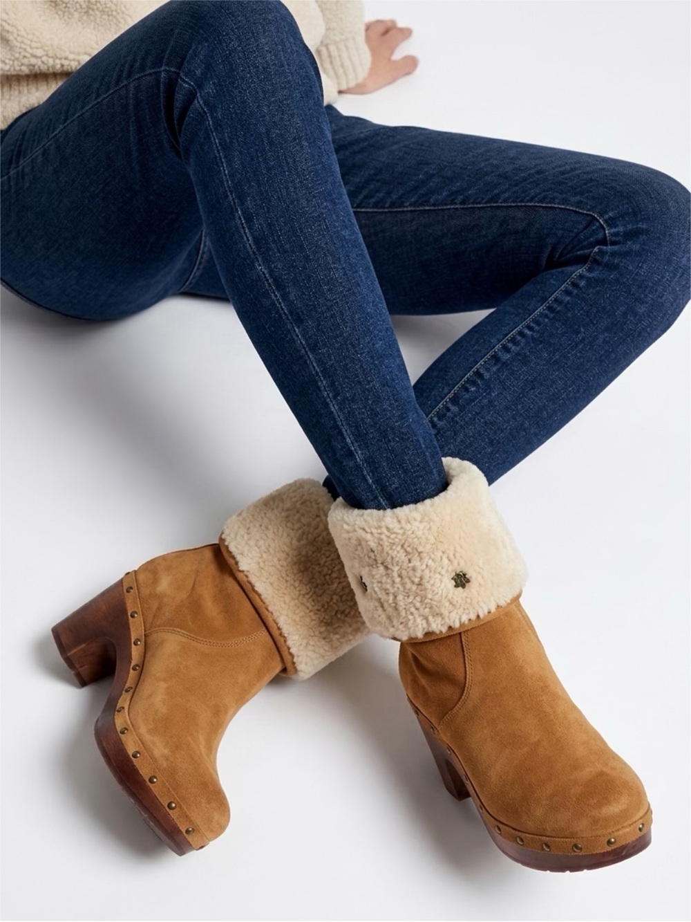 Women’s Ugg Suede Shearling Cuff Ankle Boots